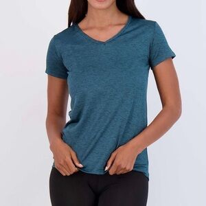 Real Essentials  Blue Short Sleeve V-Neck Tee